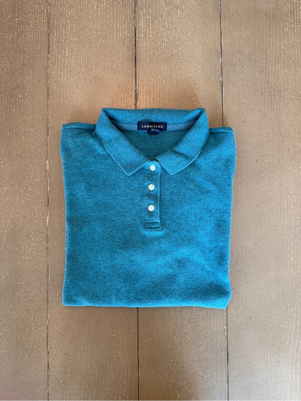 Lands’ End Youth Boys Short-Sleeve Teal Polo Uniform Shirt Size Large (14-16)